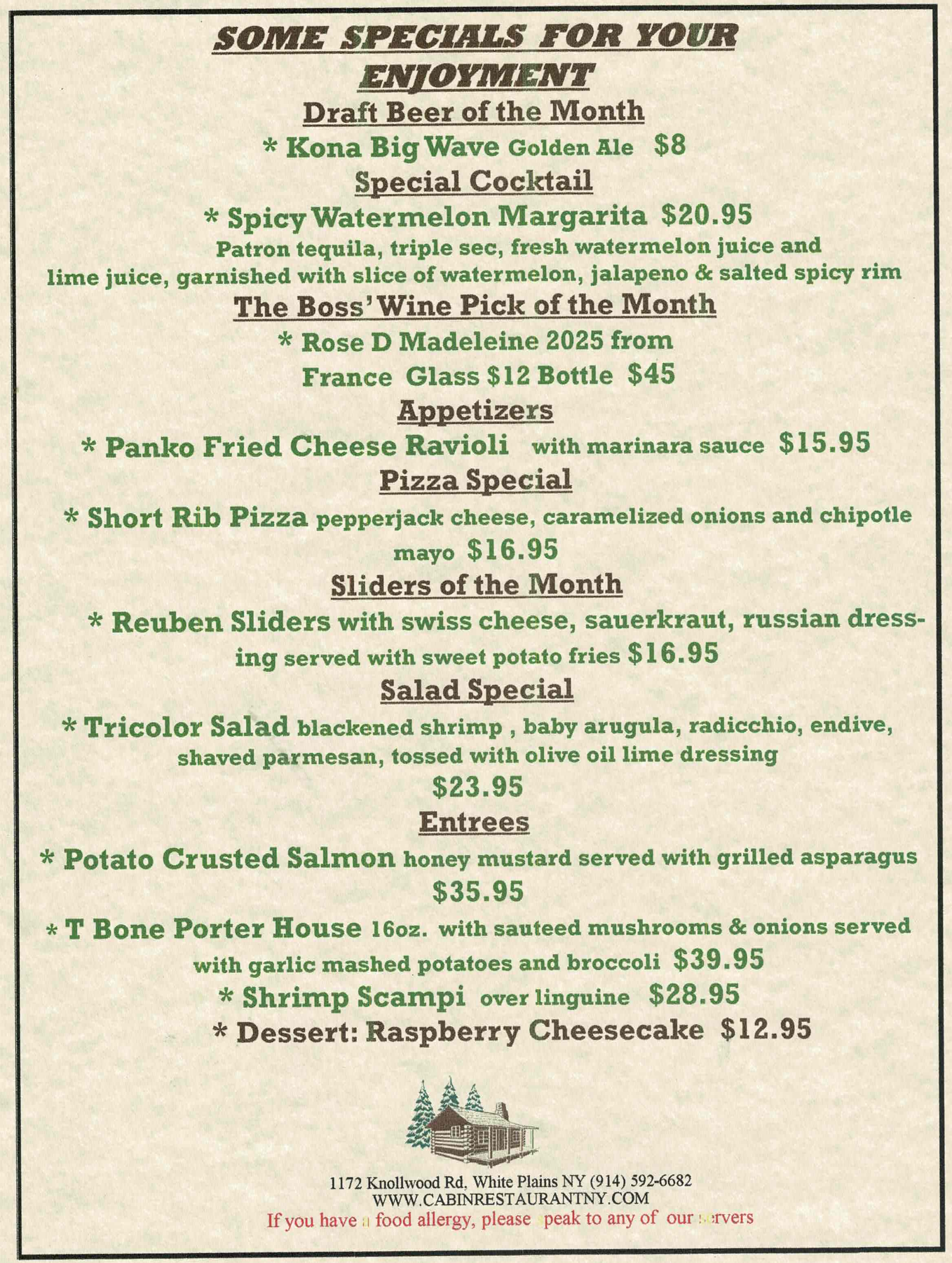 Cabin July 2026 Specials